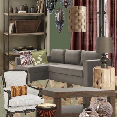 African Mask Living Room Mood Board