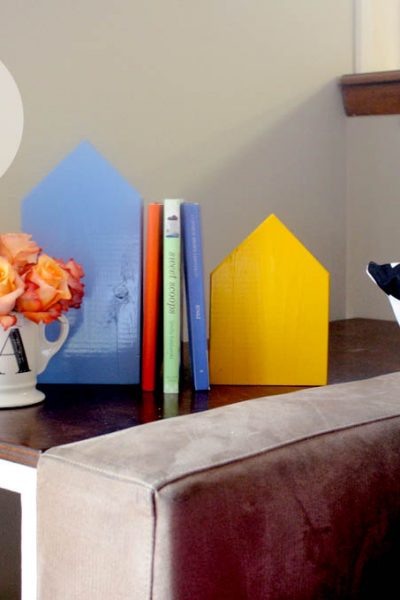 DIY scrap wood house bookends