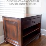 How to use custom glaze and wood toner to finish a DIY printer table. In-depth tutorial at www.jenwoodhouse.com/blog