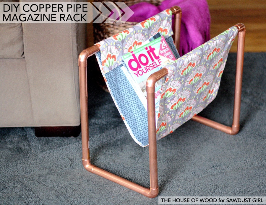 DIY copper pipe magazine rack