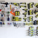 Organized garage/workshop with pegboard