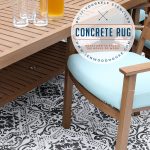 How to create a faux patio rug with stencils and concrete stain via Jen Woodhouse