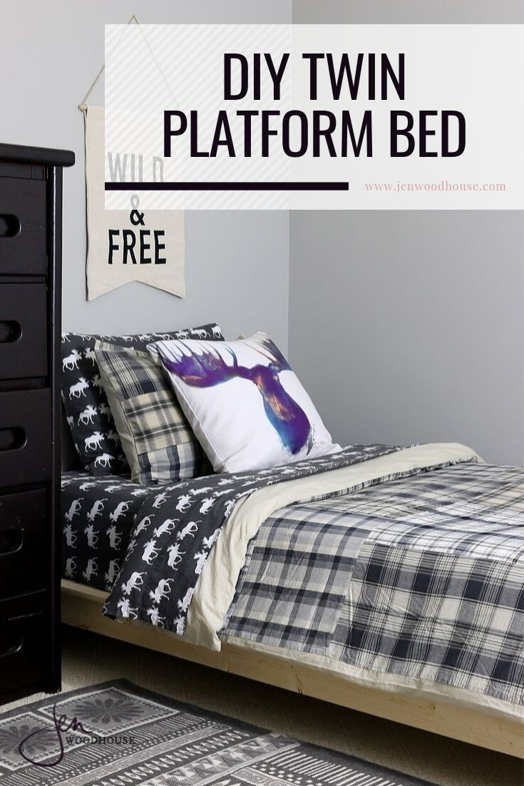 Do you have an hour and about $30 bucks to burn? That's all it took for this DIY twin platform bed! | Jen Woodhouse #jenwoodhouse #thehouseofwood #DIYbed #twinbed #woodworking