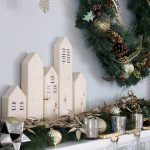 Christmas mantel with scrap wood village via Jen Woodhouse