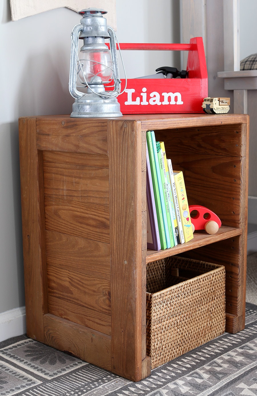 How to build a DIY rustic nightstand. Free building plans by Jen Woodhouse