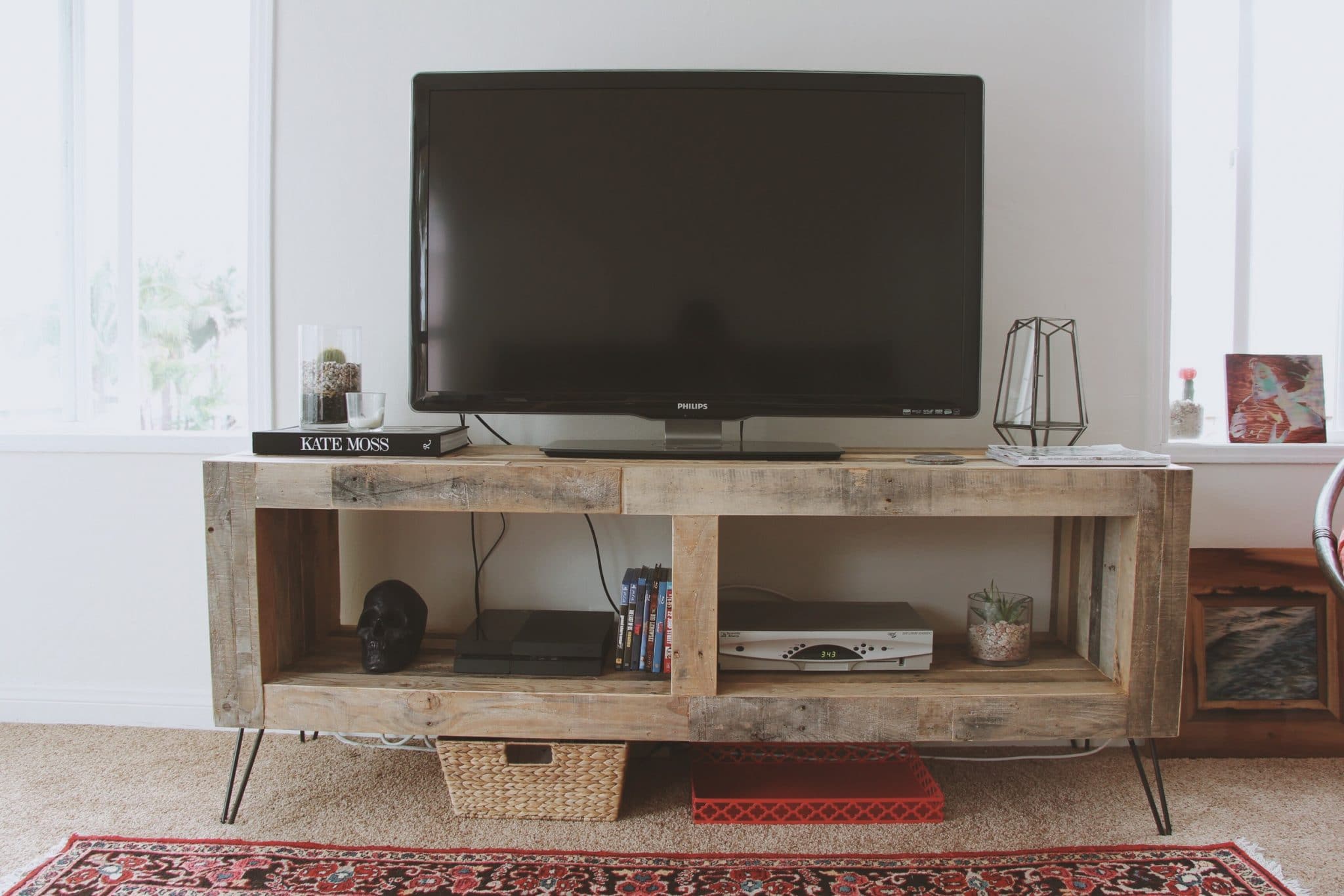 Reclaimed wood media console by Timber and Soul