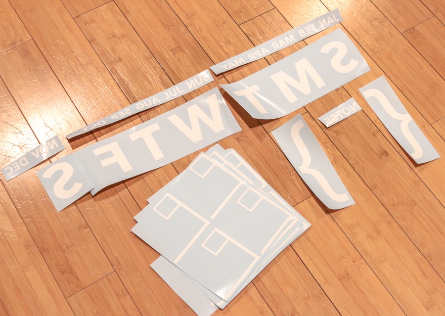 Acrylic wall calendar adhesive vinyl mirrored design