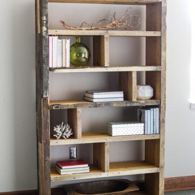Crates and Reclaimed Pallet Bookshelf