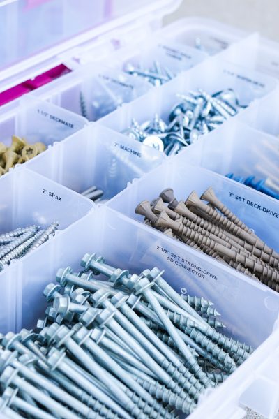 How to organize and store screws, nails, hardware, and other tools in style