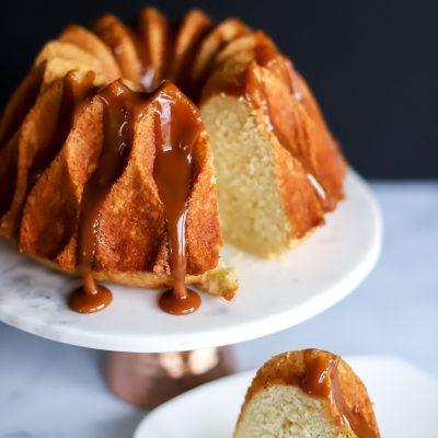 Kentucky Bourbon Butter Bundt Cake with Salted Caramel Glaze