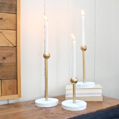 DIY Brass and Marble Candleholders