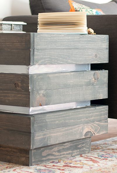 A chunky tiered end table