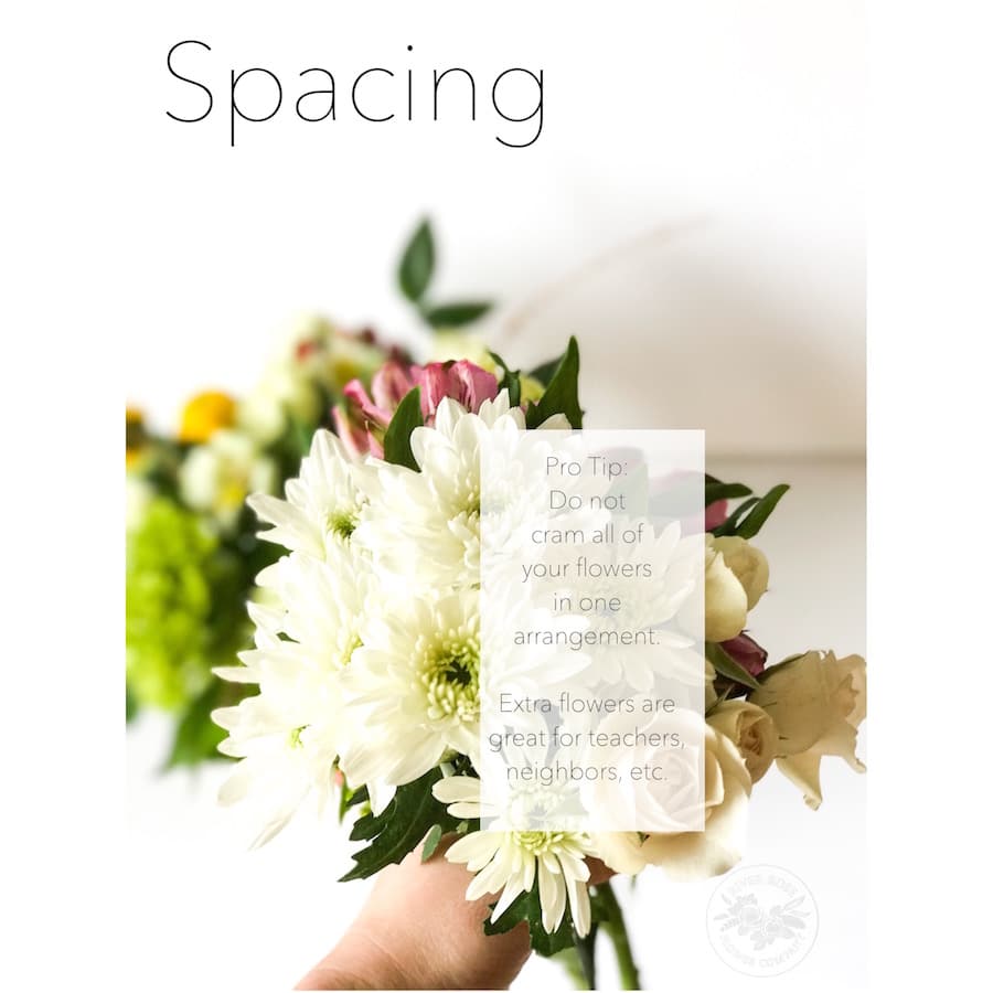 Floral Design 101: Space out flowers evenly for a balanced look.