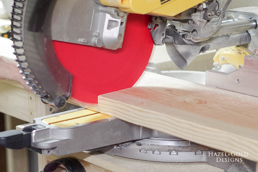 Easy DIY Outdoor Bench - Cut 2x10 boards for top seat of bench