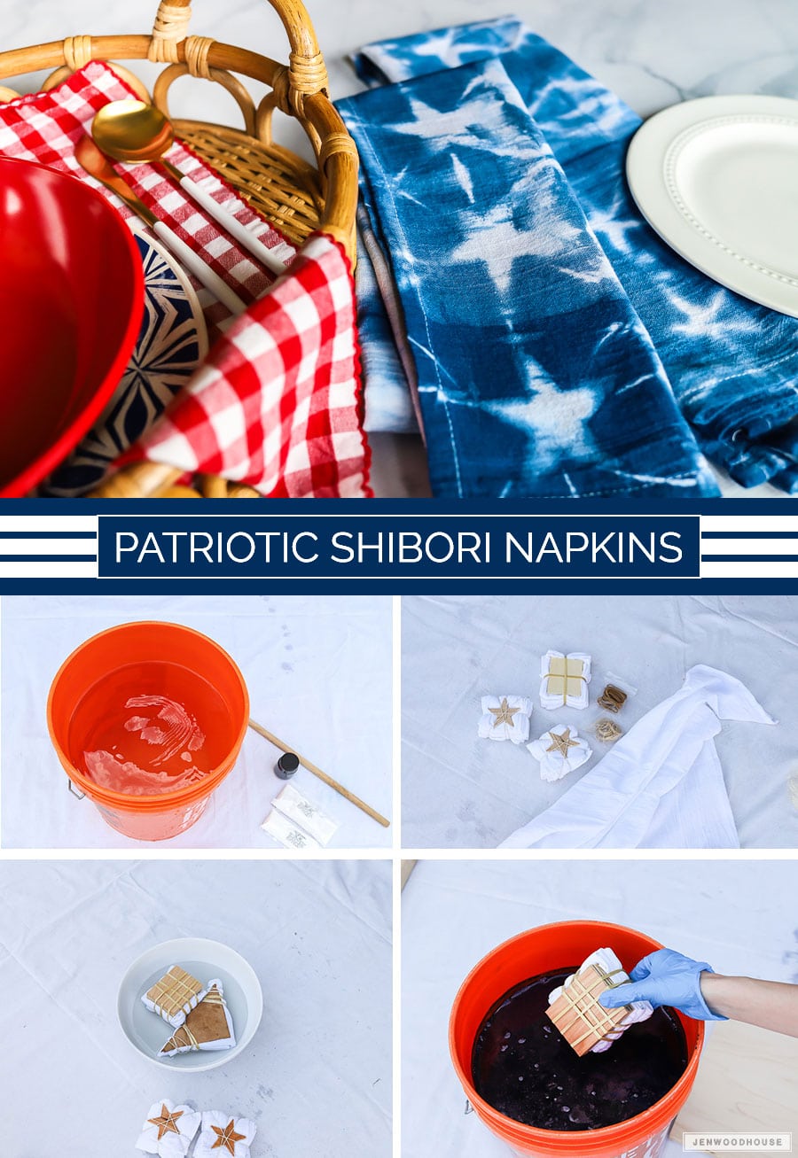 DIY Patriotic Shibori Indigo Dyed Napkins - perfect for a Summer BBQ!