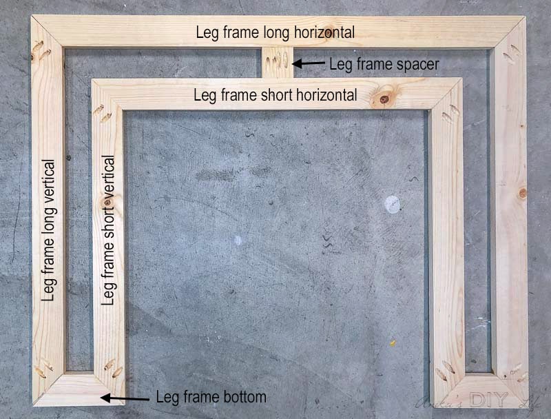 Leg frame parts of the Ballard Designs inspired console table