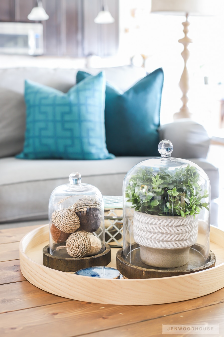 Add simple seasonal touches to your coffee table to decorate for Fall