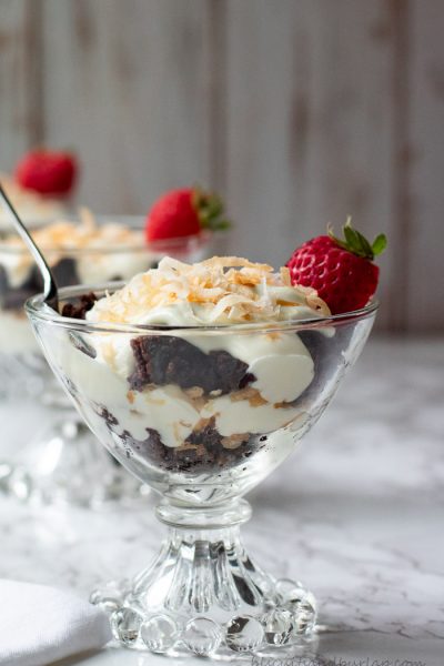 Brownie Trifle with Toasted Coconut