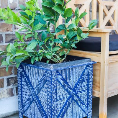 Mud Cloth Painted Planter