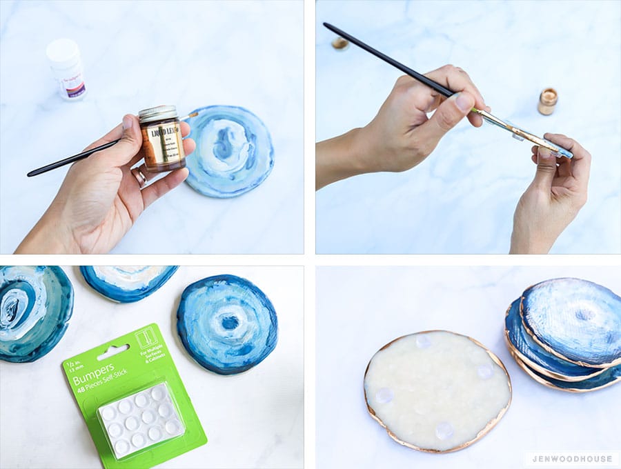 How to make DIY agate geode coasters with clay and paint