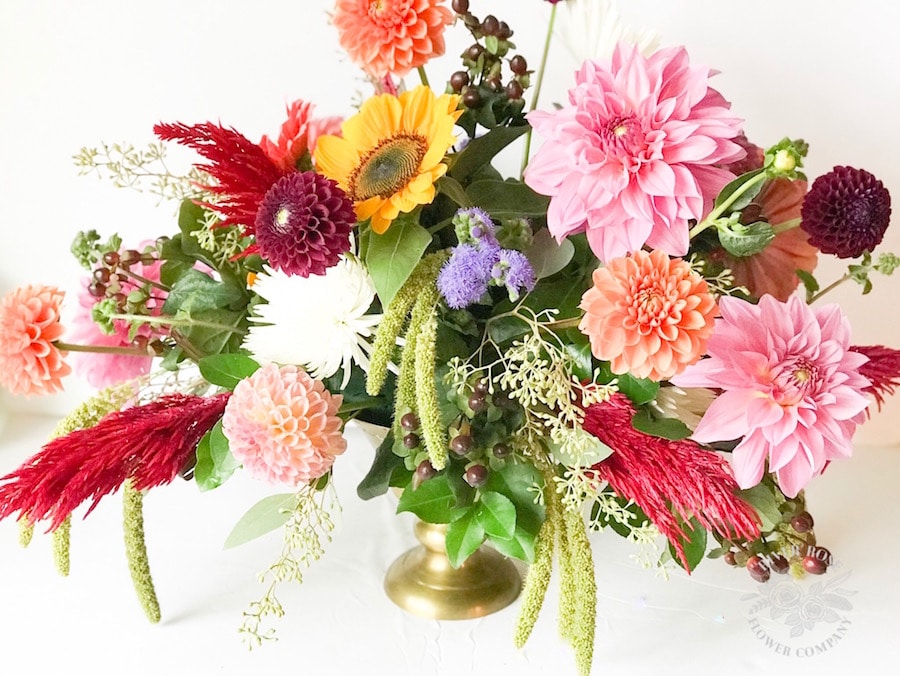 Burgundy and Blush Fall Centerpiece | Carrie Bishop River Rose Flower Co + Jen Woodhouse