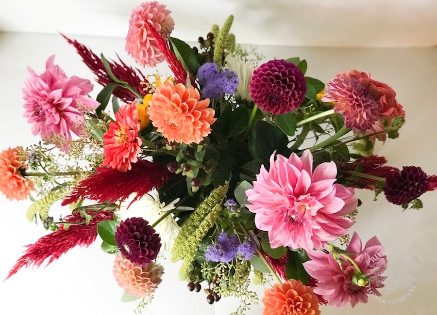 Burgundy and Blush Fall Centerpiece | Carrie Bishop River Rose Flower Co + Jen Woodhouse