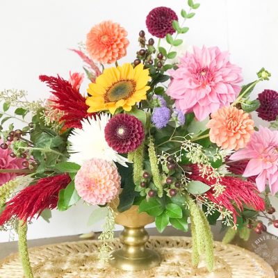 Burgundy and Blush Fall Centerpiece