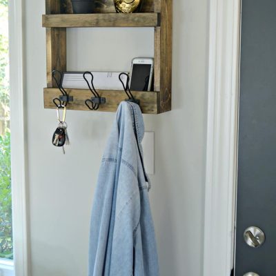 Rustic Wall Mounted Coat Rack with Shelves