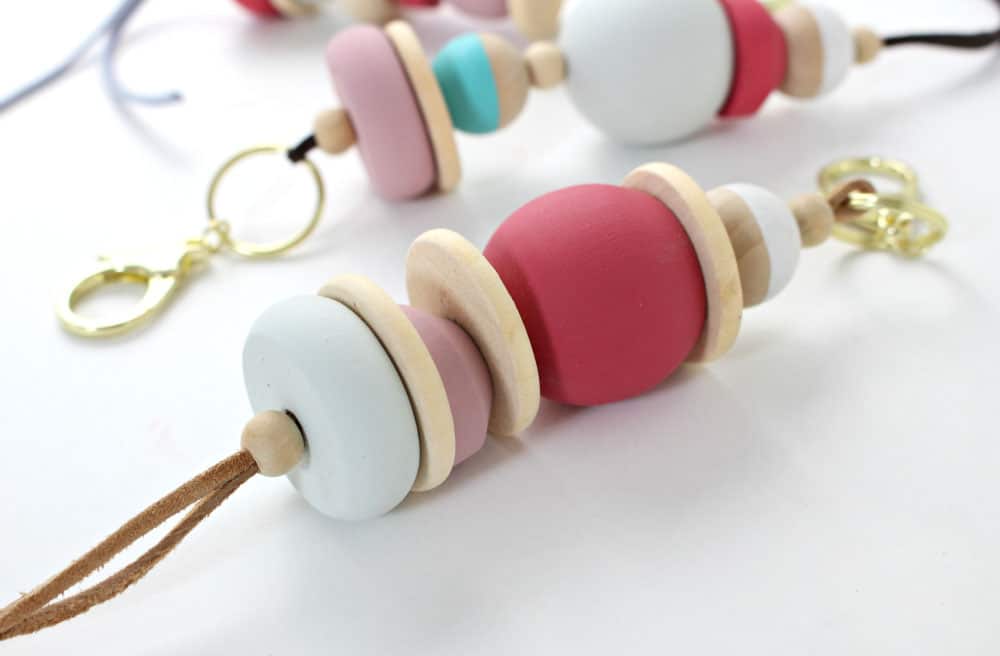 wood and leather bag tassel detail
