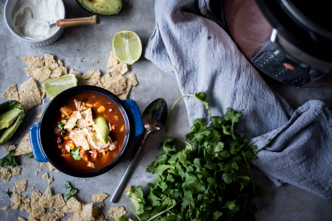 Delicious, and colorful chicken tortilla soup for a cozy fall day!