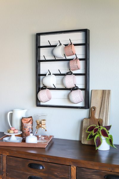 How to make a DIY wall-mounted coffee mug display rack