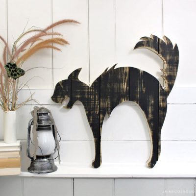 DIY Halloween Black Cat Wood Cutout