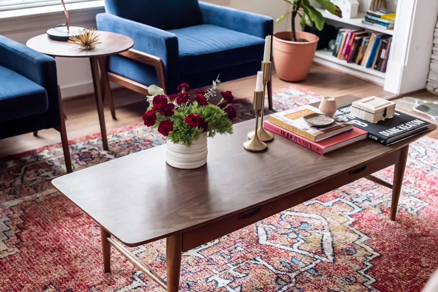 florals displayed on top of coffee table