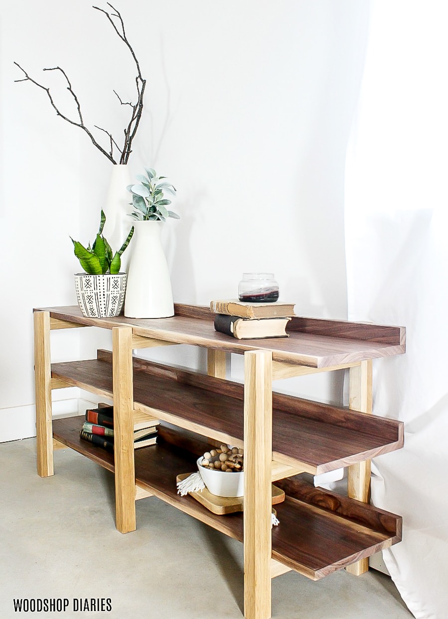 How to build a DIY triple shelf console table for less than $100!