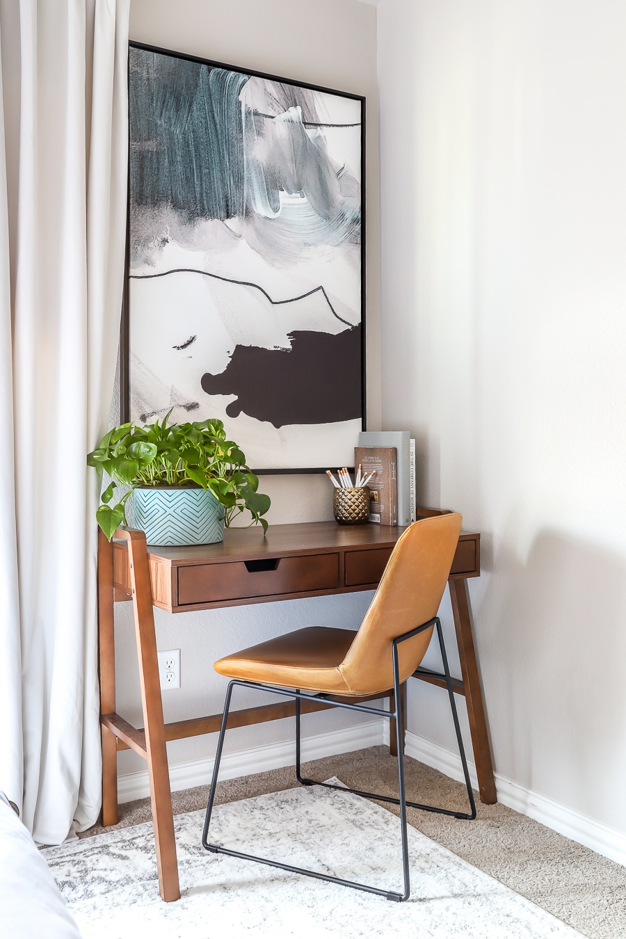 Guest bedroom makeover with desk area