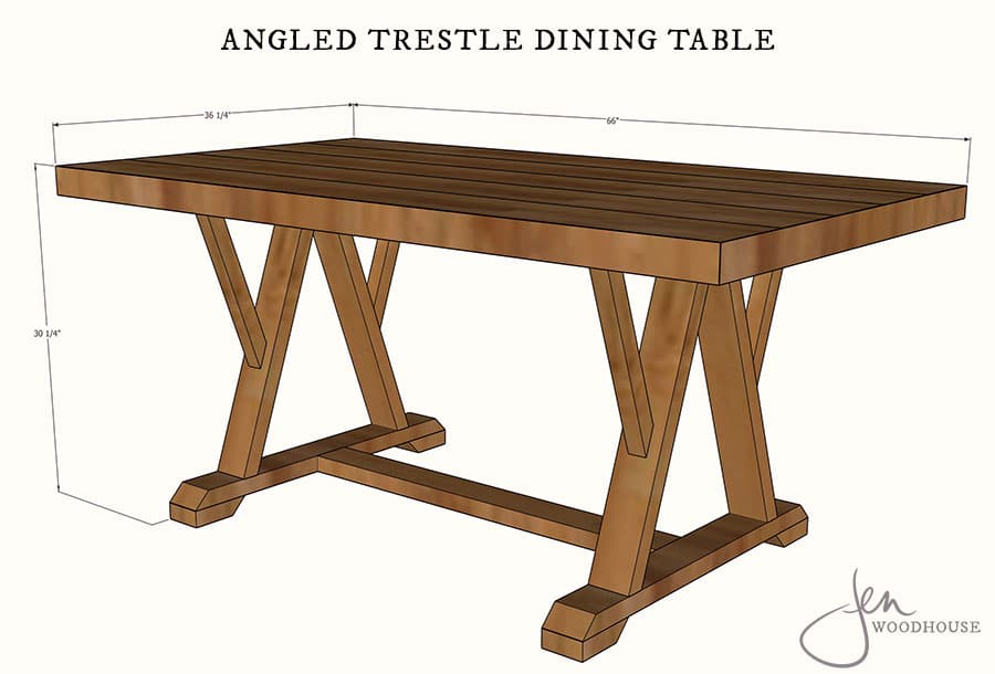 How to build a DIY dining table with angled trestle legs - free plans!