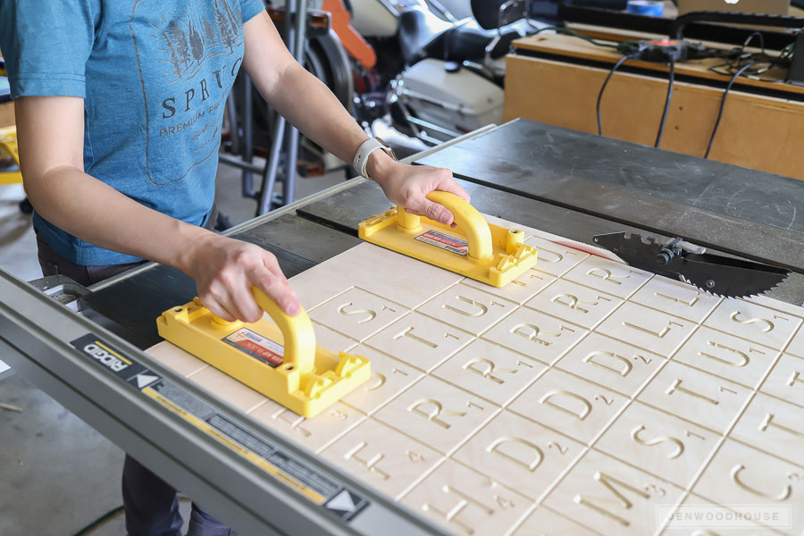 Cutting giant scrabble tiles