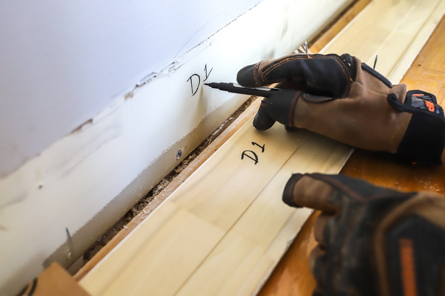 Label baseboards for easy re-installation