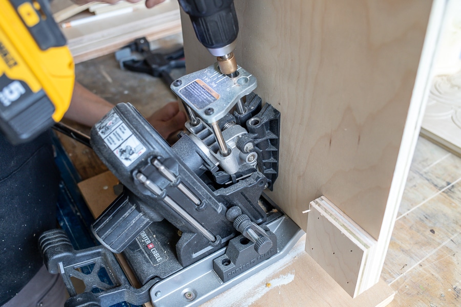 Drilling pocket holes into plywood