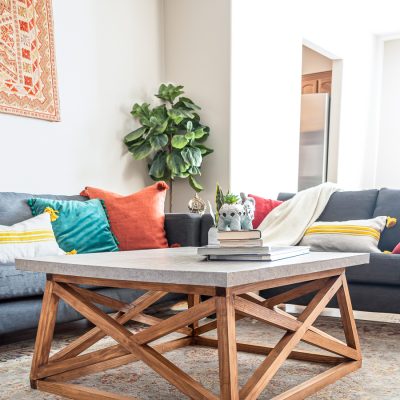 DIY Angled X Base Coffee Table