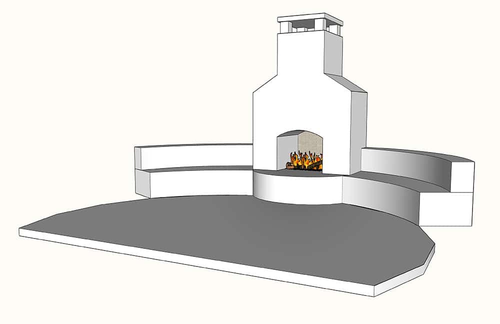 Outdoor Fireplace with Bench Seating - the design plans!