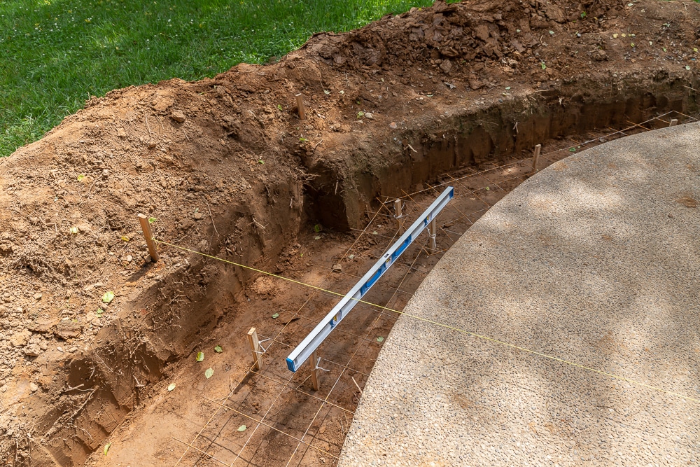 Reinforcing with steel mesh for the concrete footer for our outdoor fireplace