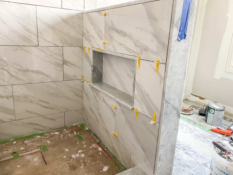 Tiling a shower niche in a pony wall