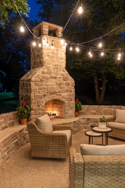 Outdoor Fireplace with Bench Seating