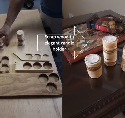 Scrap patterned plywood tea lights