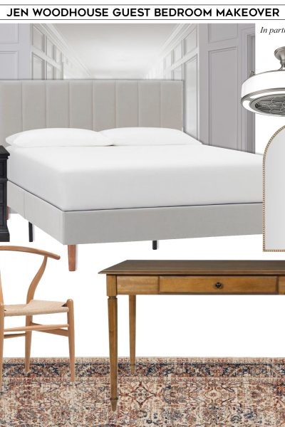 A plain guest bedroom gets a stunning makeover with custom picture frame molding