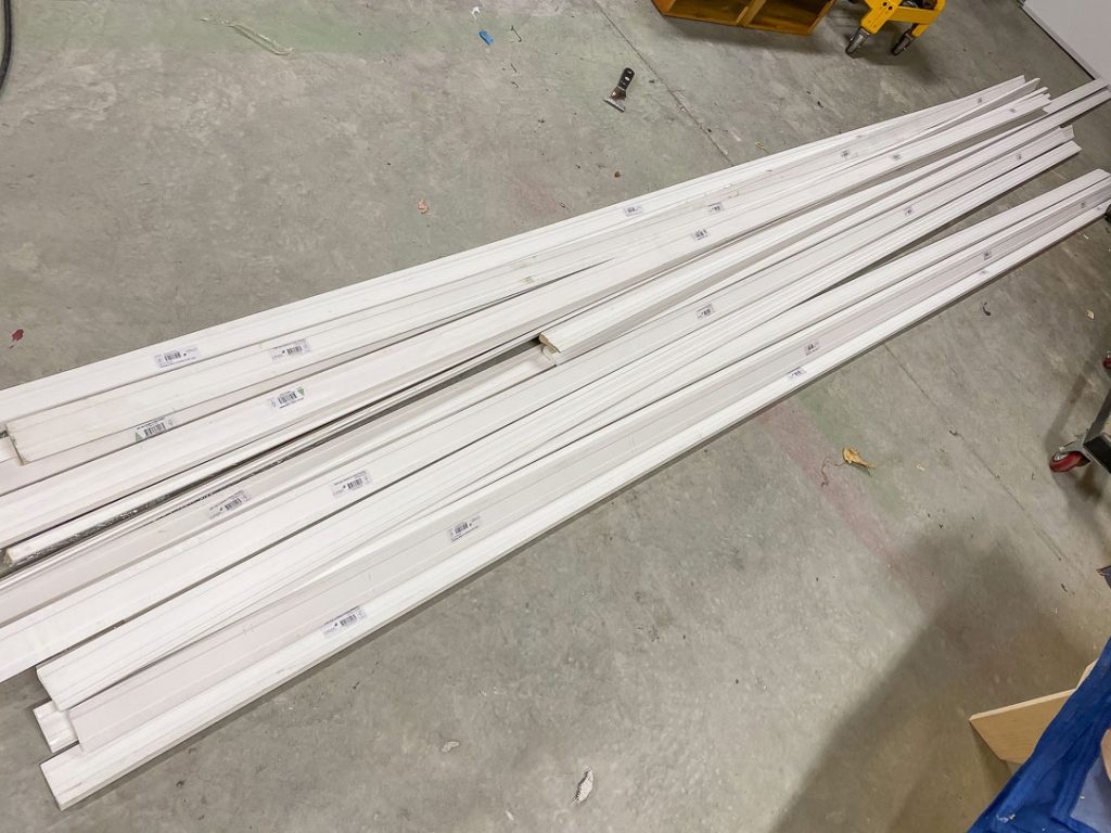 Base cap is typically used for picture frame molding, but I chose to use a chunkier primed casing