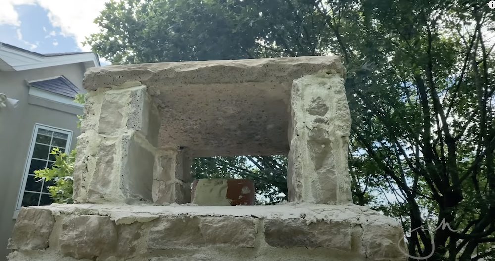 The capstone and spark arrestor on our outdoor fireplace