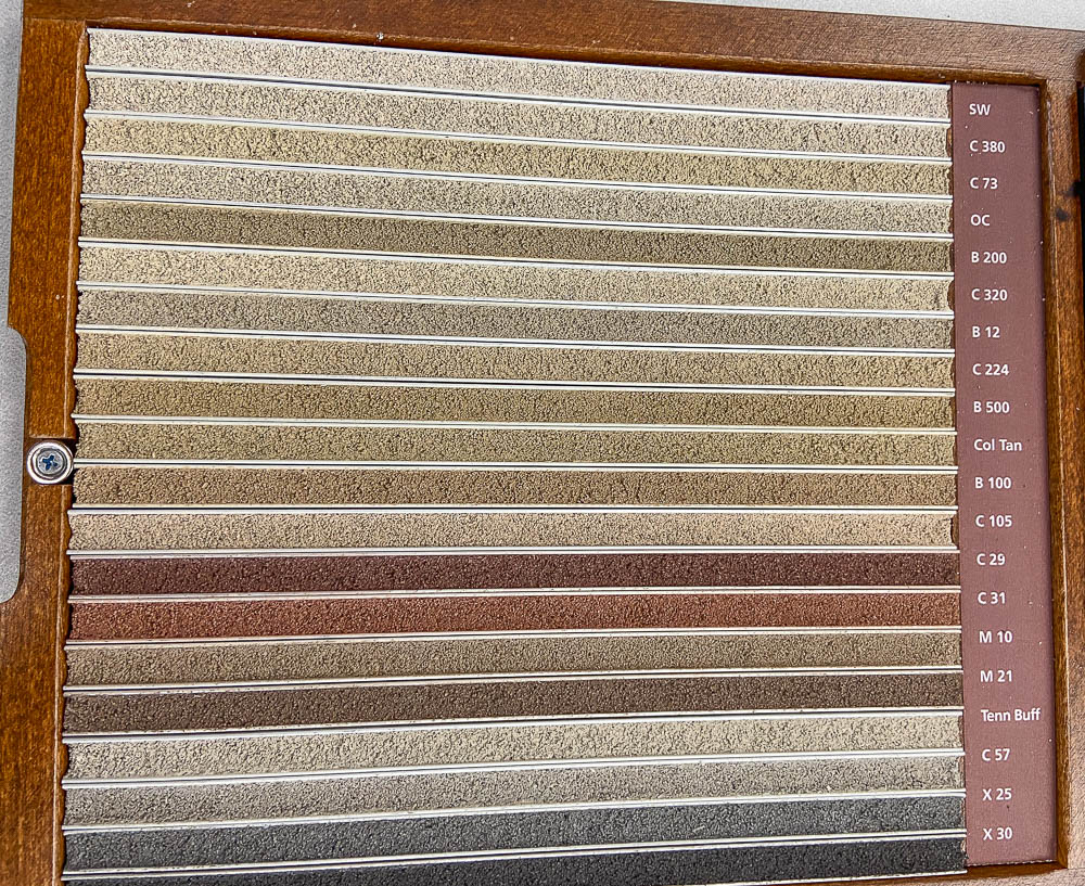 Grout samples for manufactured stone veneer