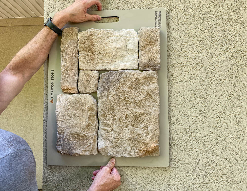 Manufactured stone veneer sample for our outdoor fireplace